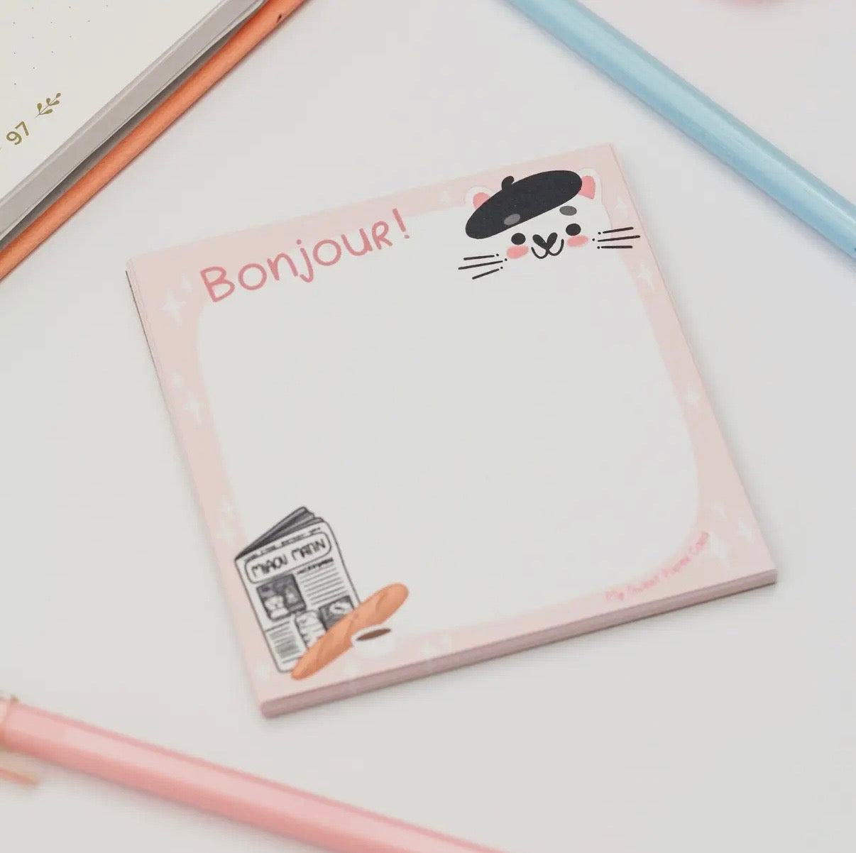 Söt fransk katt - memolapp