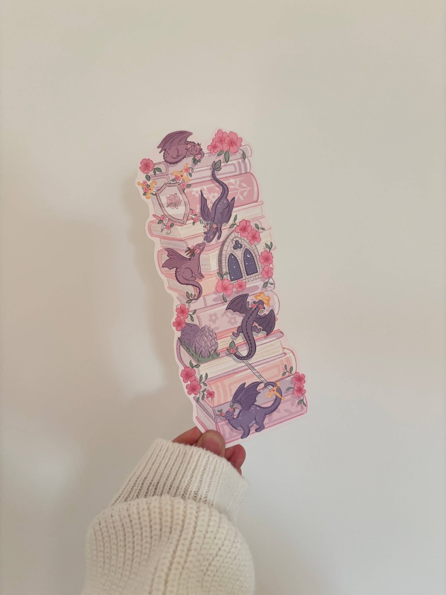 Blomdrakar Bokstapel Bokmärke