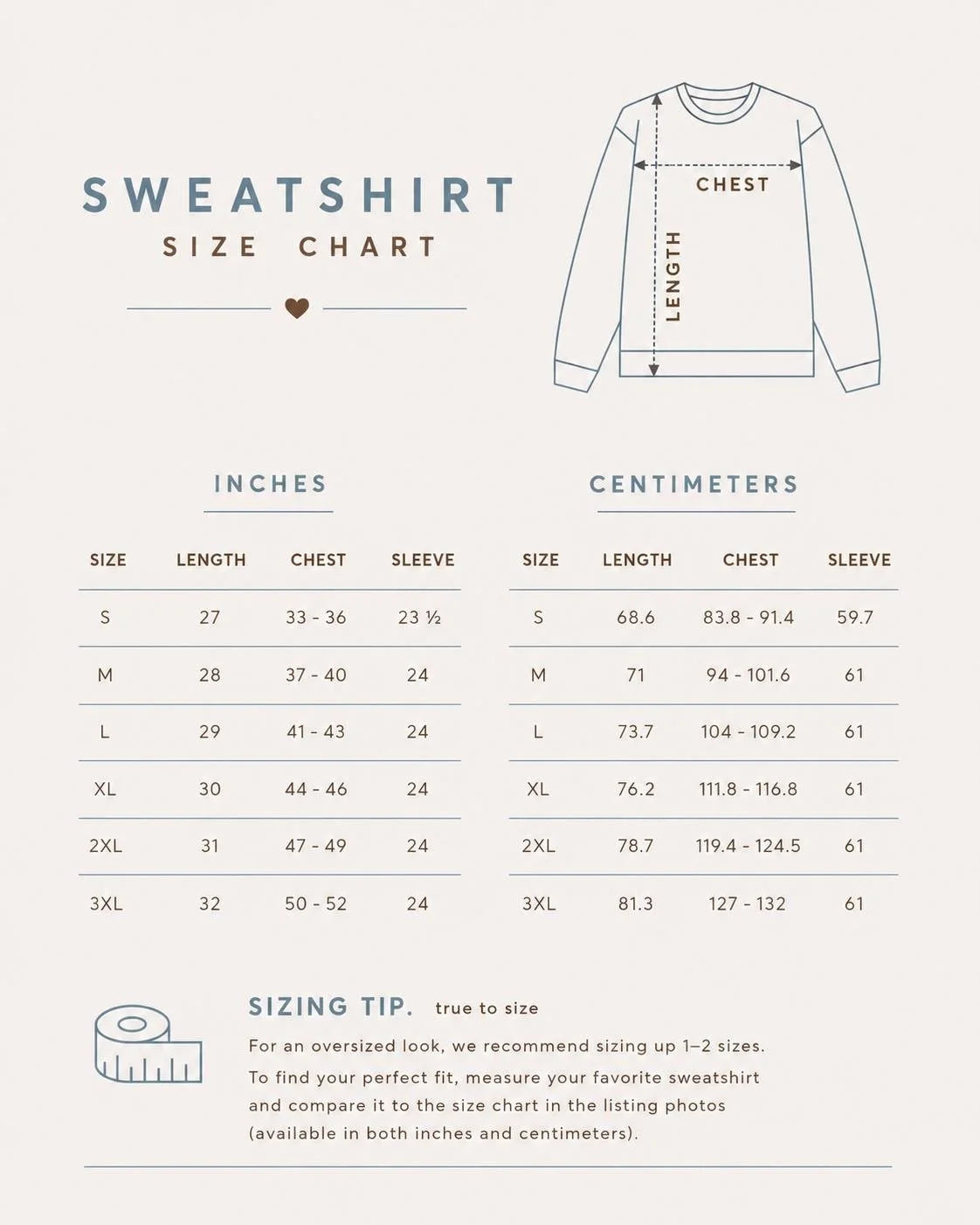 Storleksguide Sweatshirt